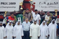<p>GP OF SHARJAH-101209-The podium for race one of the UIM F1 Powerboat Grand Prix of Sharjah on the Khalid Lagoon, December 10-11, 2009. From left to right, Guido Cappellini of Italy,3rd, Jay Price of USA 1st  and Sami Selio of Finland, 2nd. Picture by Paul Lakatos/Idea Marketing.</p>